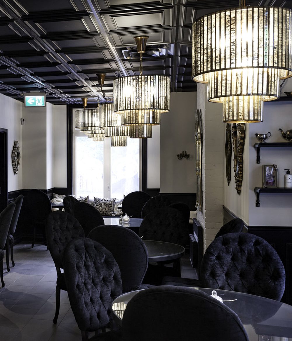 Velvet chairs by the window